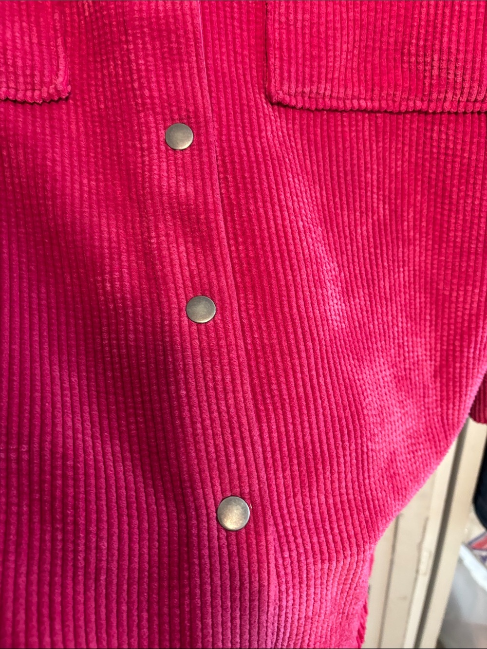 Corduroy Button-Up Jacket - Raspberry Pink - Picture 3 of 5